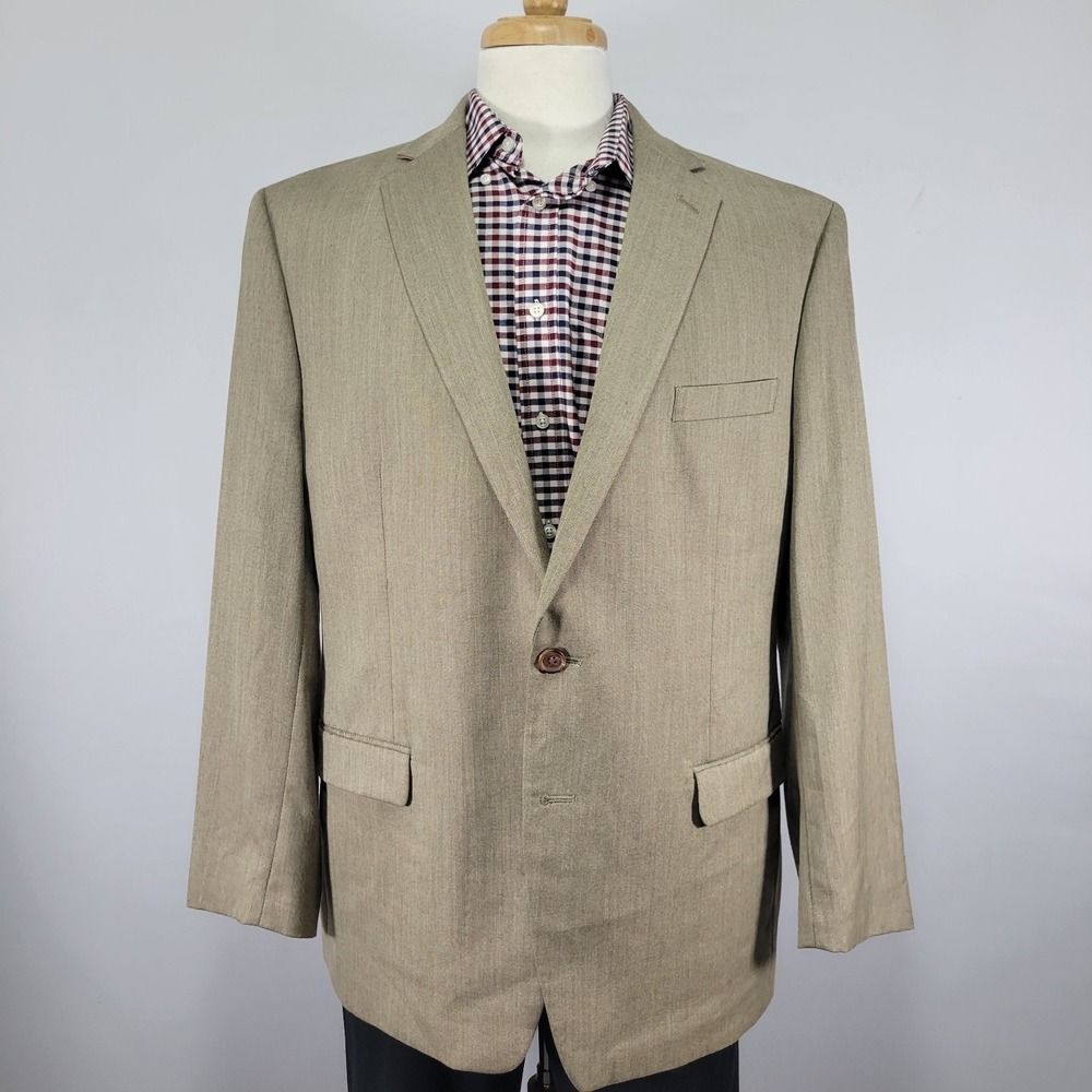 Lauren Ralph Lauren Men's Sport Coat Blazer Two Button Beige Polyester Blend 46R